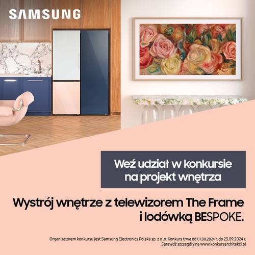 Zaprojektuj wnętrze z telewizorem Samsung The Frame i lodówką Bespoke - to zadanie w kolejnej edycji konkursu marki Samsung